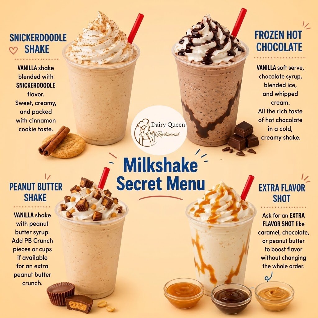 Dairy Queen chocolate shake in small, medium, and large sizes