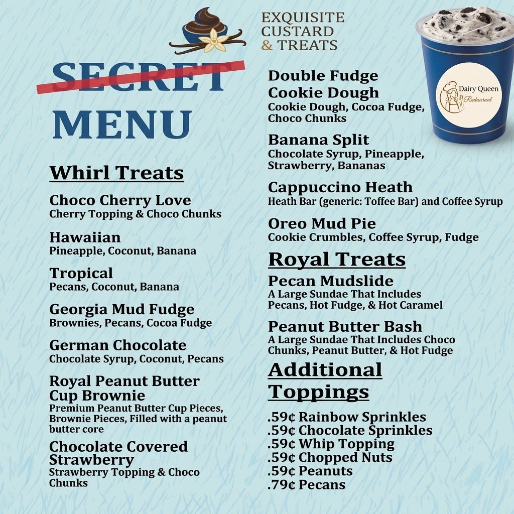 Custom Dairy Queen Blizzard combining cookie dough pieces and hot fudge, a customer-requested combination made from standard in-stock ingredients