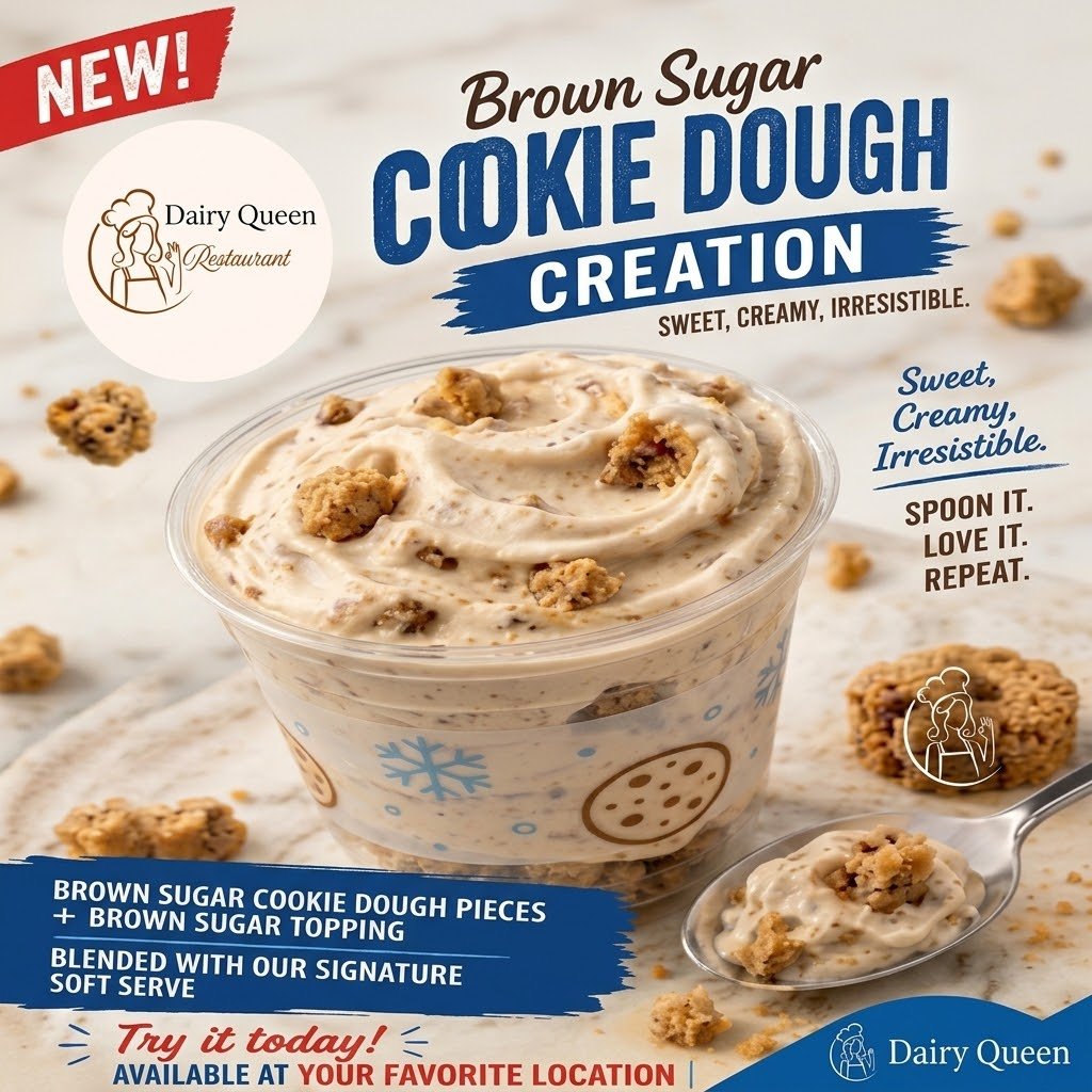 Dairy Queen Brown Sugar Cookie Dough Blizzard with cookie dough pieces