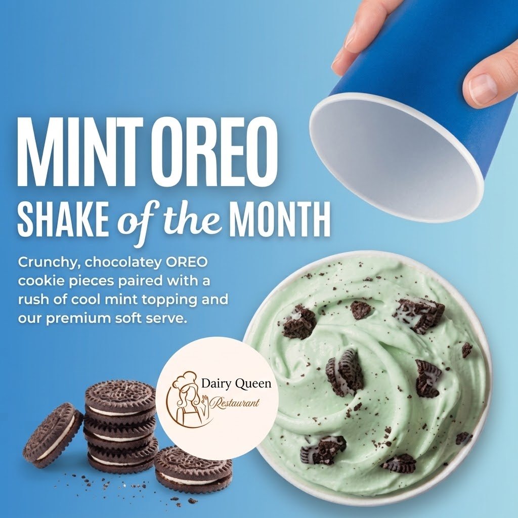 Dairy Queen Blizzard of the Month sign displayed on a menu board