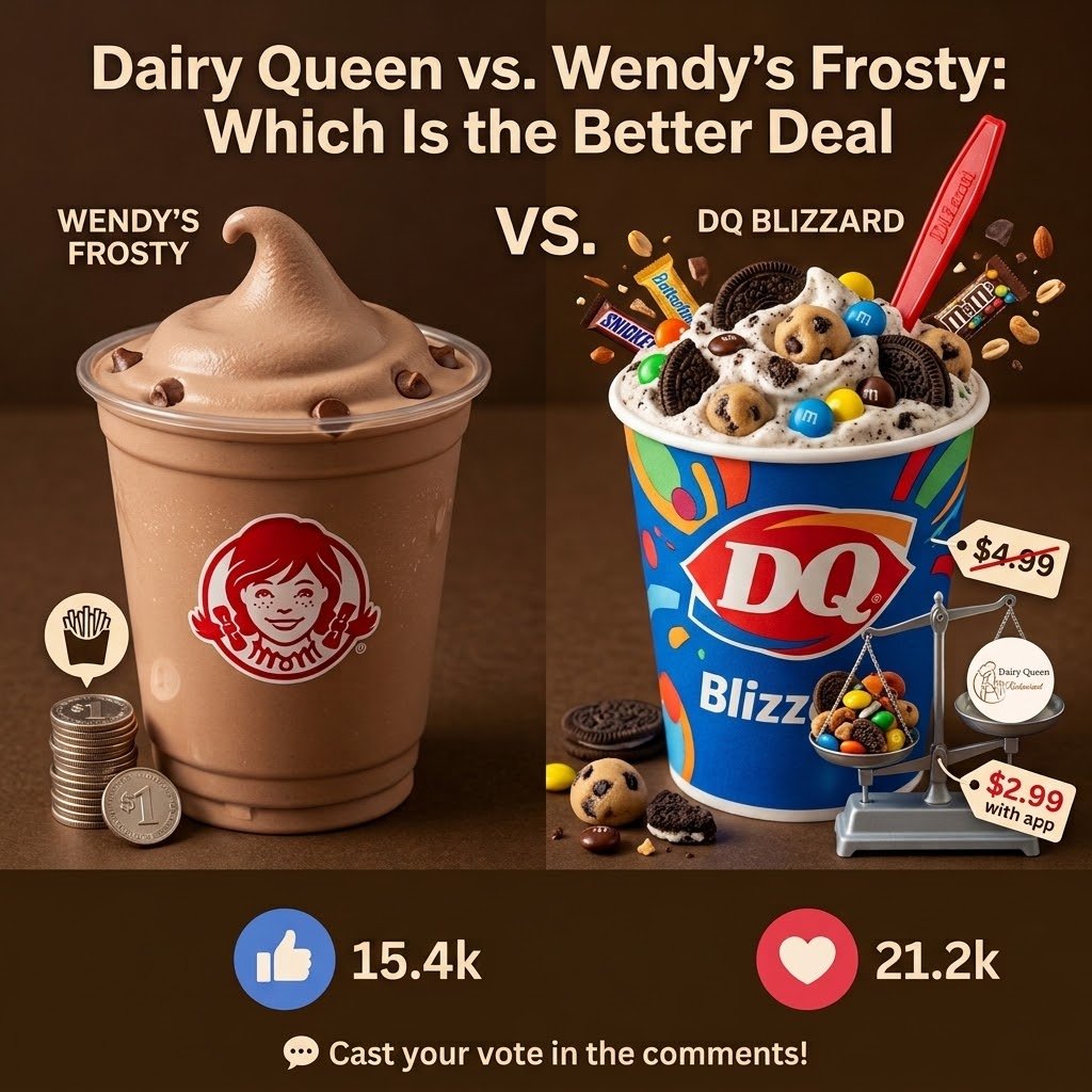 Wendy's Frosty next to a Dairy Queen shake, side by side comparison